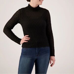 JohnPaulRichard Black lace Long Sleeve Top nwt